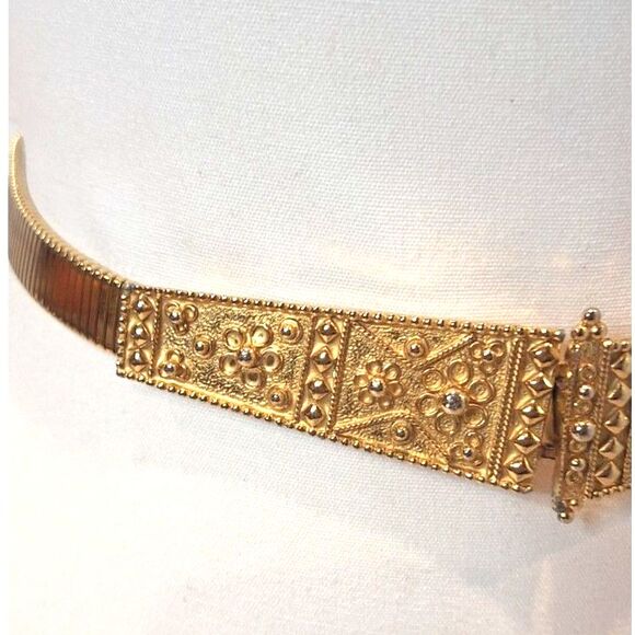 Accessocraft N.Y.C. Stretch Belt Gold Tone Vintage Size Small - Picture 6 of 7